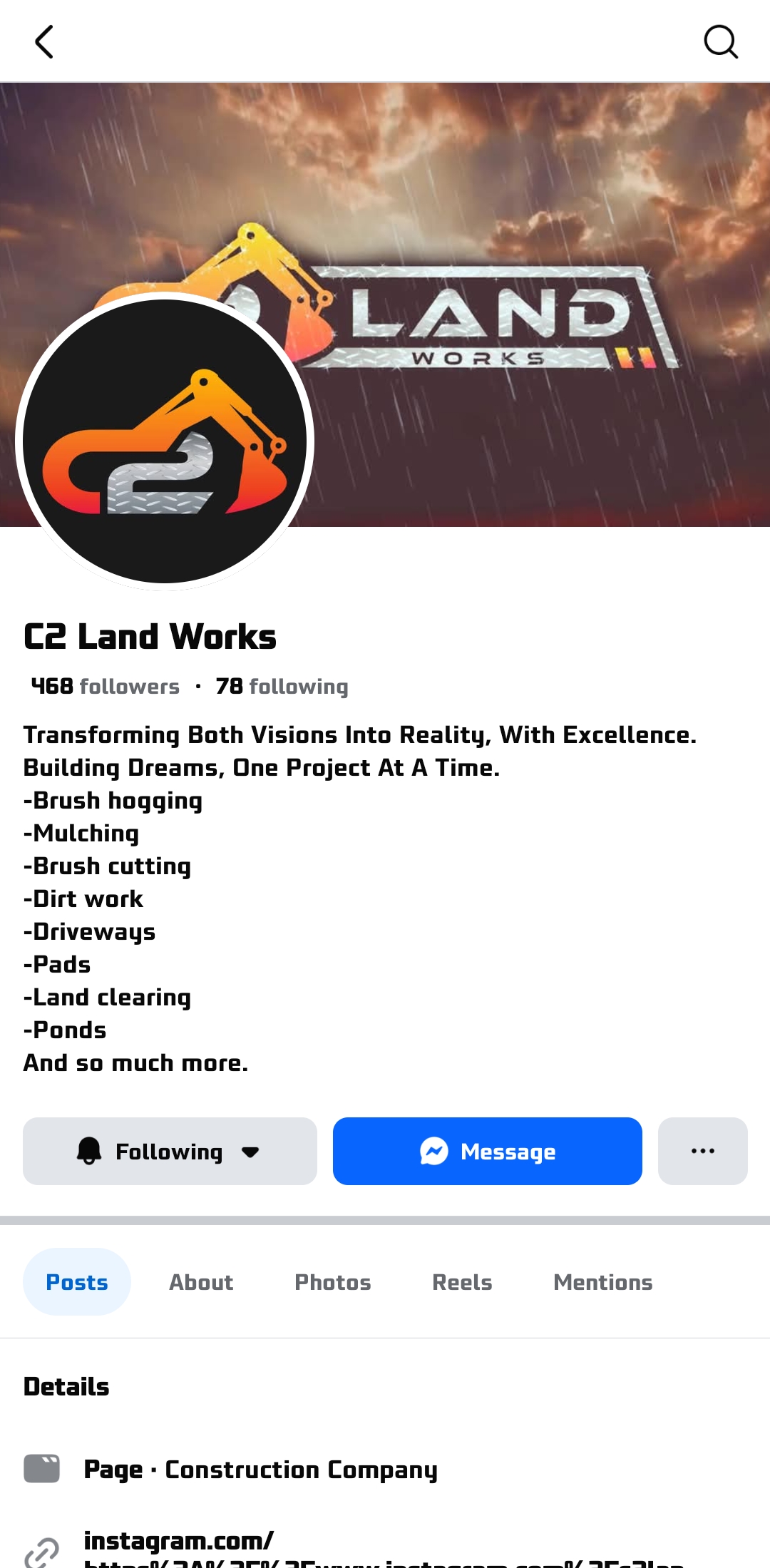 C2 Land Works excavator on site